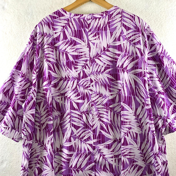 Catherines Womens Button Up Tunic Blouse‎ Sz 2X Purple Tropical Beachy Travel - Picture 8 of 13